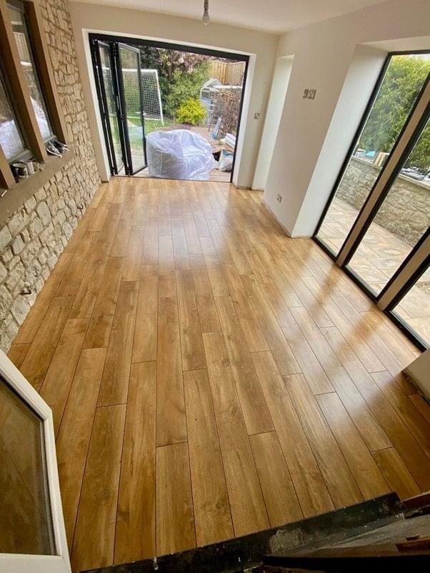 Light oak herringbone parquet flooring installed in Bristol living room