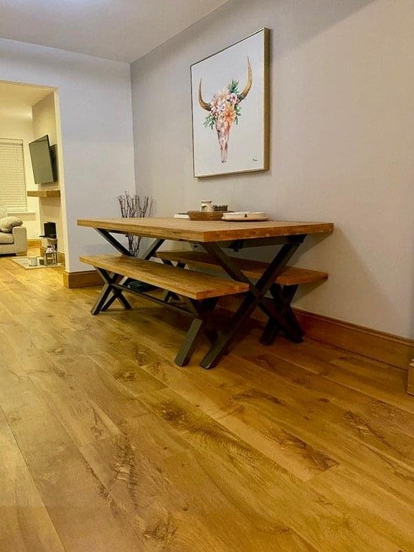 Finished light wood flooring in Bristol dining room