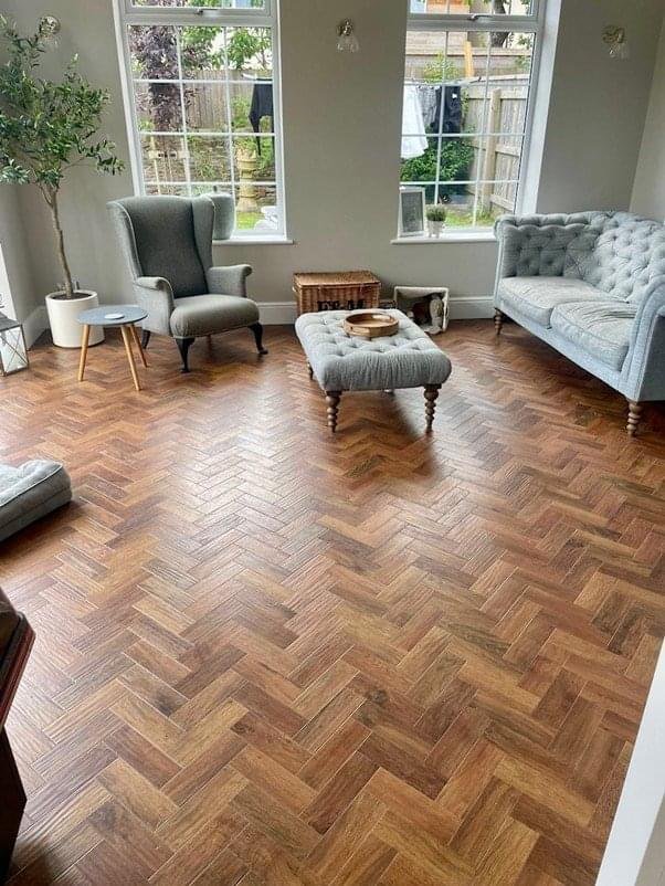 Spacious Bristol living room with warm wood flooring